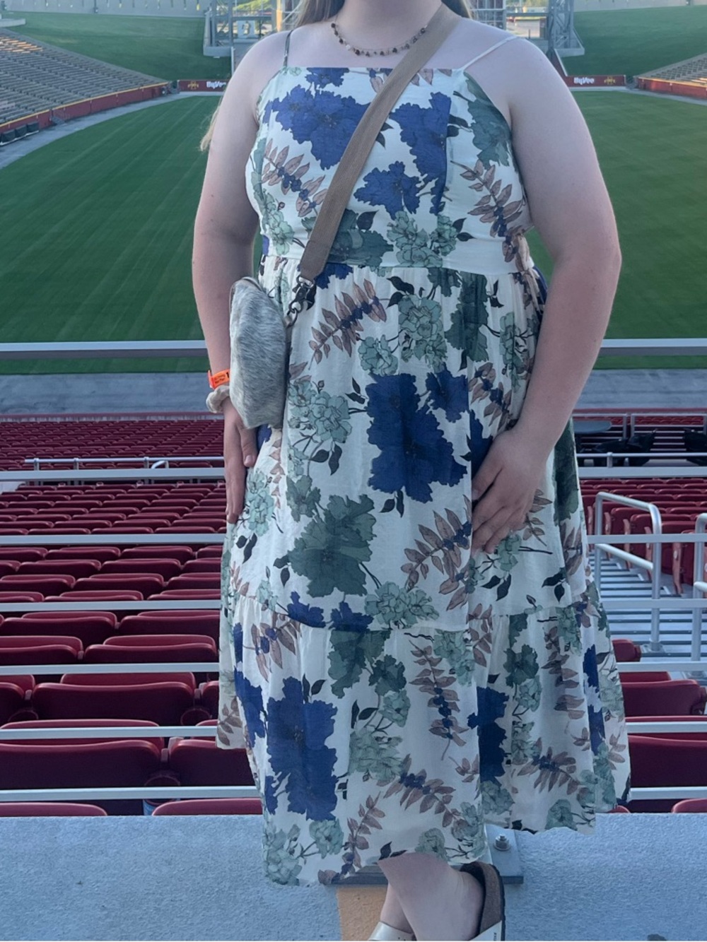 Hayden Cream Dress with Blue & Green Floral Print